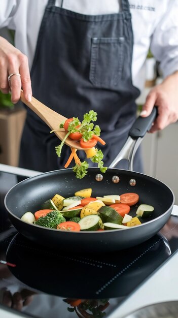 Kucharz przygotowujący danie